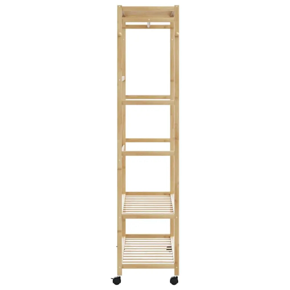 Kledingrek met schappen en wielen 110x40x180 cm bamboe - Kledingrekken & kastinrichting