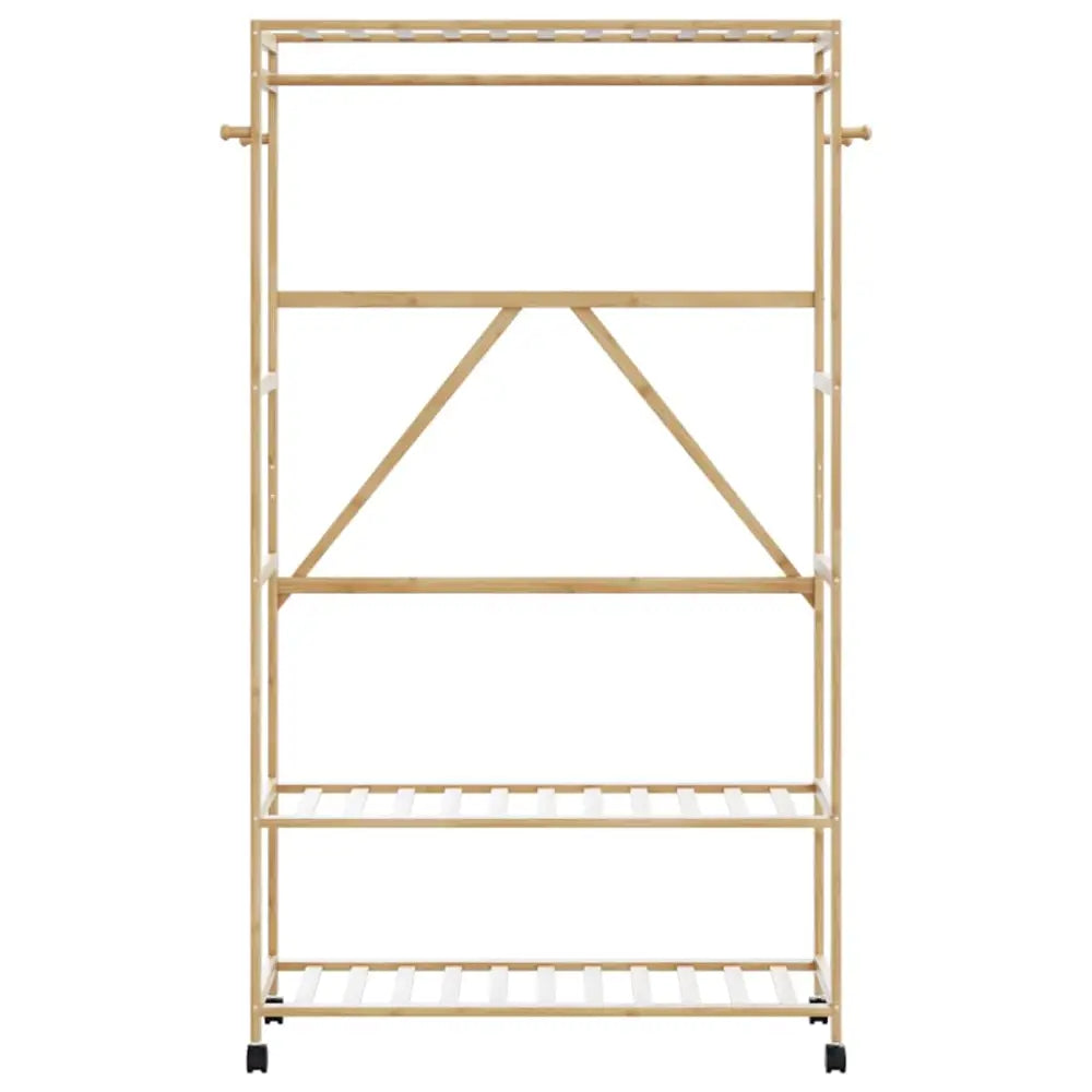 Kledingrek met schappen en wielen 110x40x180 cm bamboe - Kledingrekken & kastinrichting