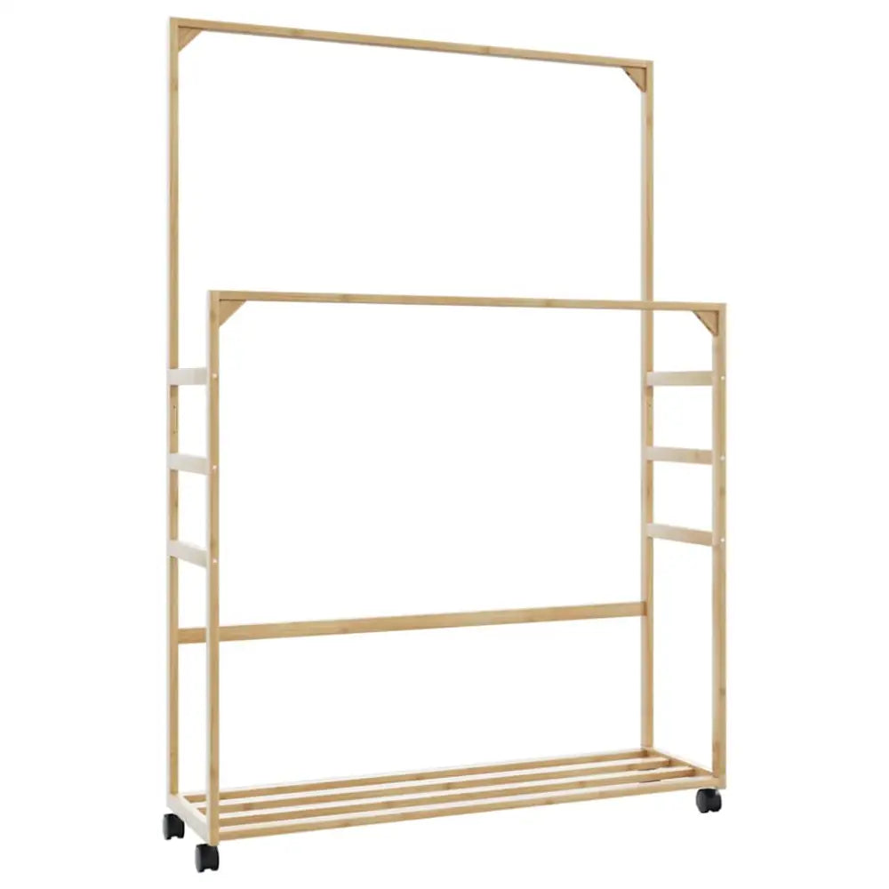 Kledingrek met schappen en wielen 90x35x155 cm bamboe - Kledingrekken & kastinrichting