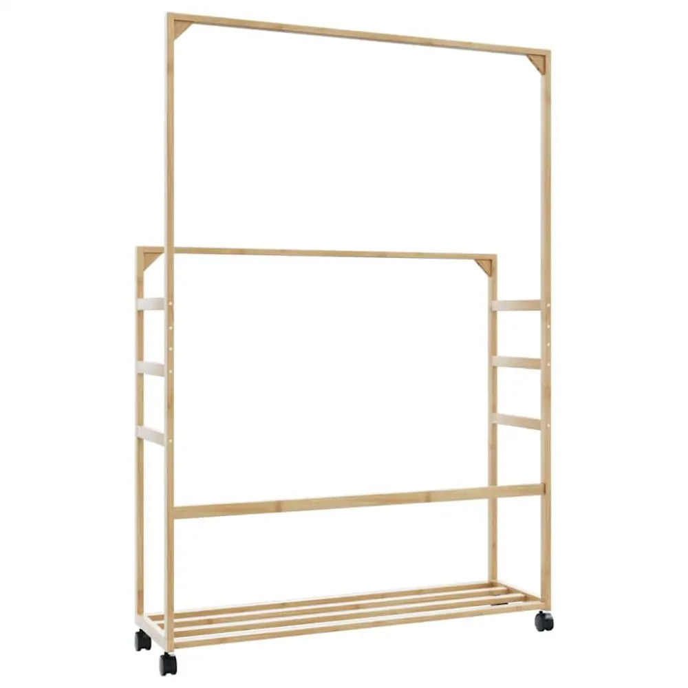 Kledingrek met schappen en wielen 90x35x155 cm bamboe - Kledingrekken & kastinrichting