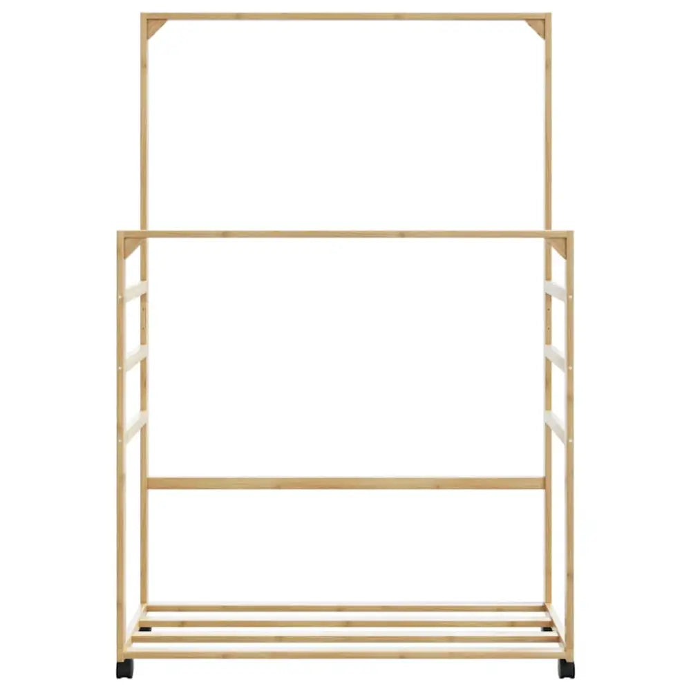 Kledingrek met schappen en wielen 90x35x155 cm bamboe - Kledingrekken & kastinrichting