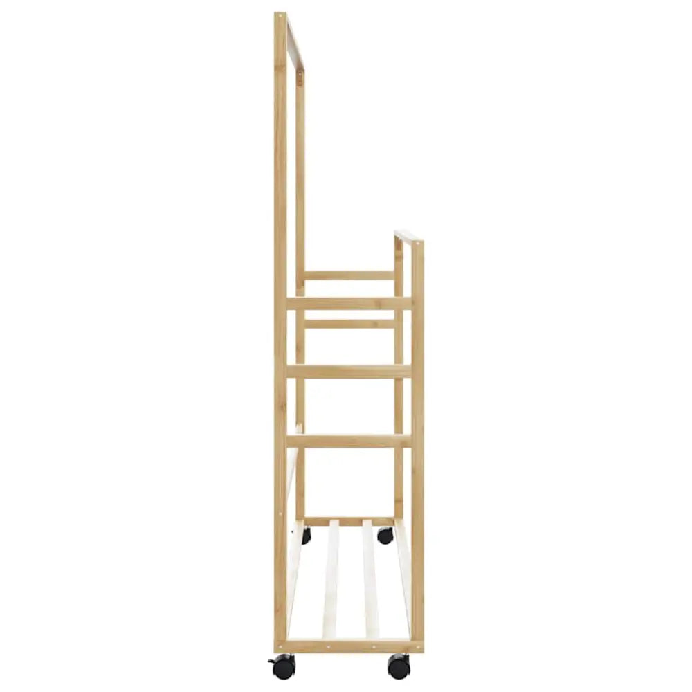 Kledingrek met schappen en wielen 90x35x155 cm bamboe - Kledingrekken & kastinrichting