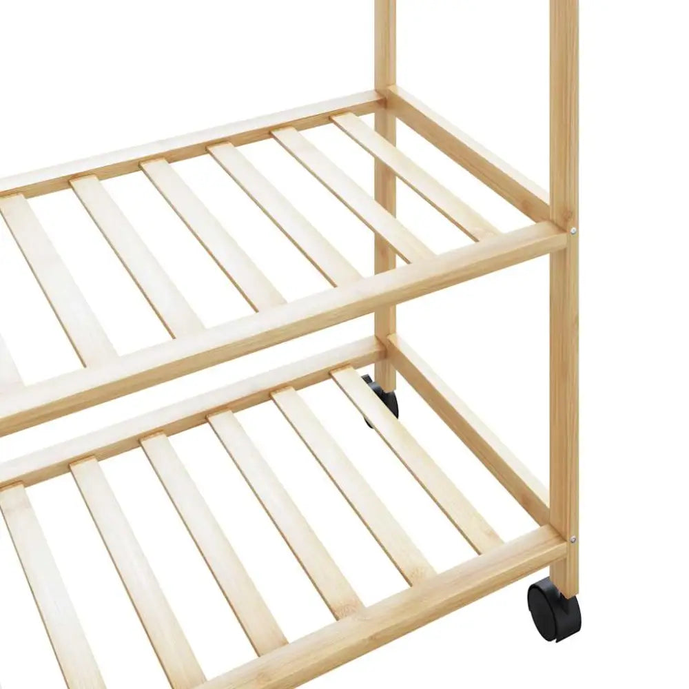 Kledingrek met schappen en wielen 90x40x179,5 cm bamboe - Kledingrekken & kastinrichting