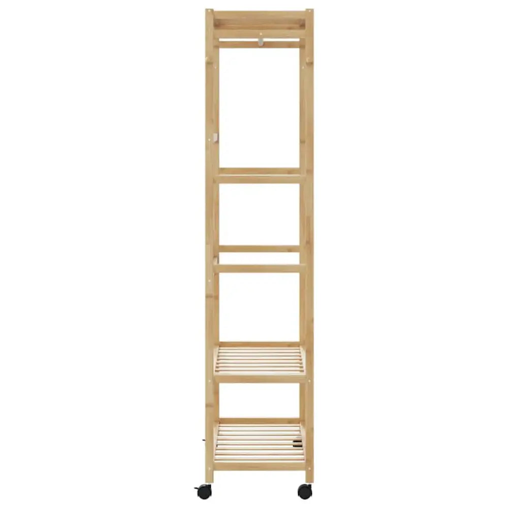 Kledingrek met schappen en wielen 90x40x179,5 cm bamboe - Kledingrekken & kastinrichting