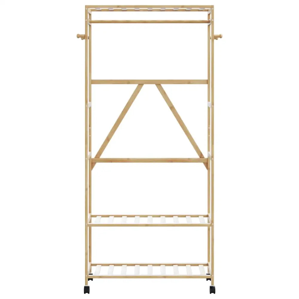 Kledingrek met schappen en wielen 90x40x179,5 cm bamboe - Kledingrekken & kastinrichting