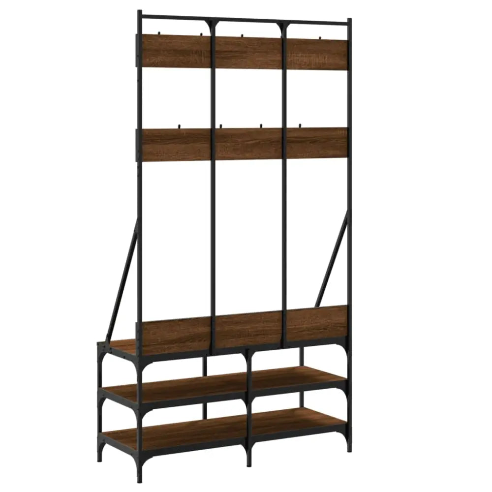 Kledingrek met schoenenrek 100x40x184 cm bruin eikenkleur - Kledingrekken & kastinrichting