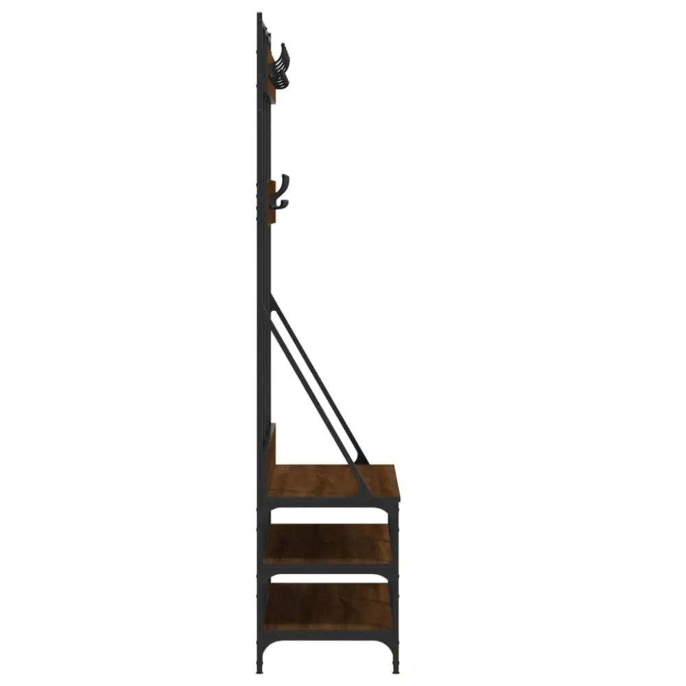 Kledingrek met schoenenrek 100x40x184 cm bruin eikenkleur - Kledingrekken & kastinrichting