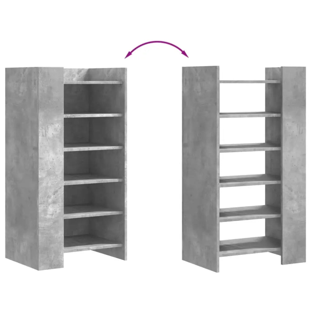 Schoenenkast 52x37,5x100 cm bewerkt hout betongrijs - Schoenenrekken