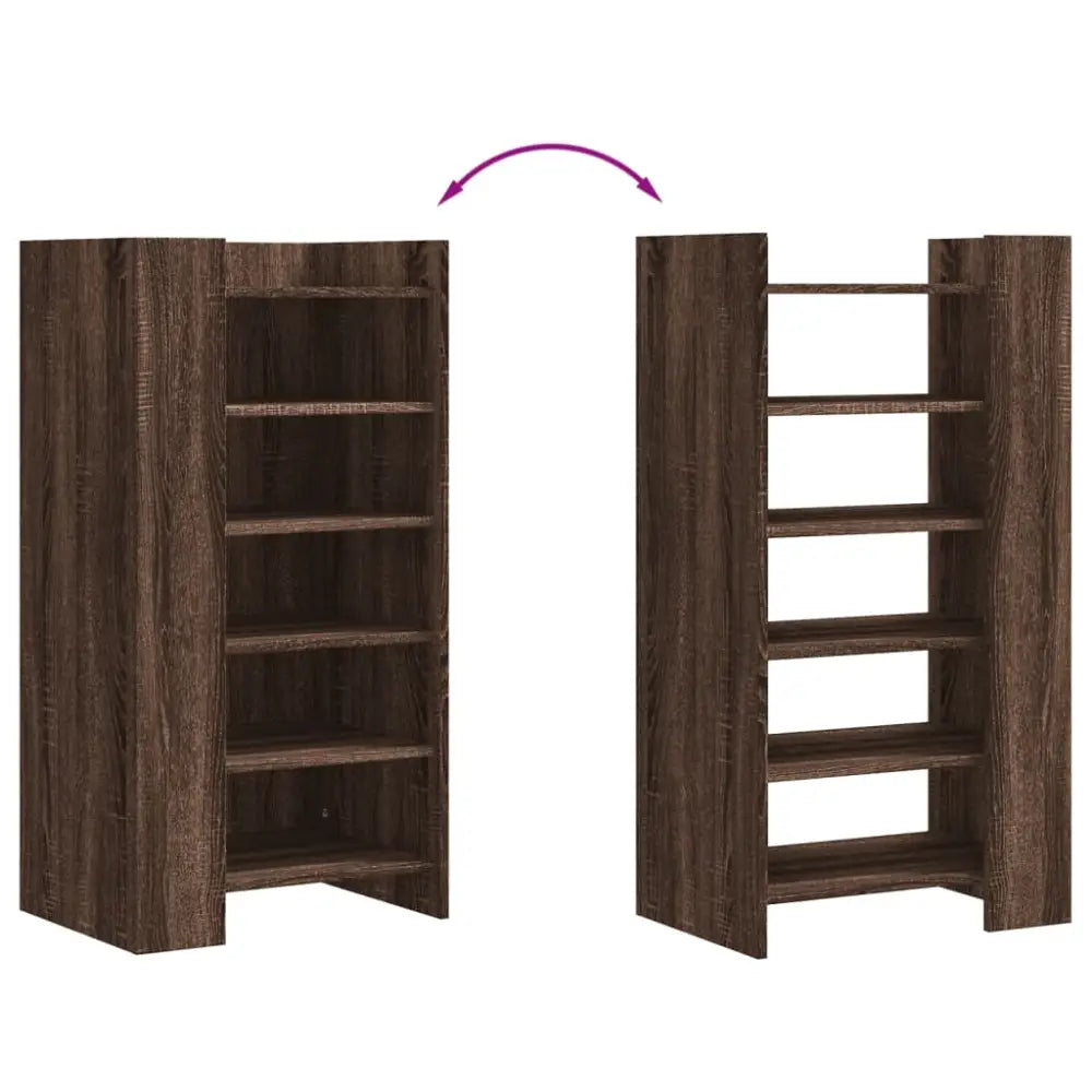 Schoenenkast 52x37,5x100 cm bewerkt hout bruin eikenkleurig - Schoenenrekken