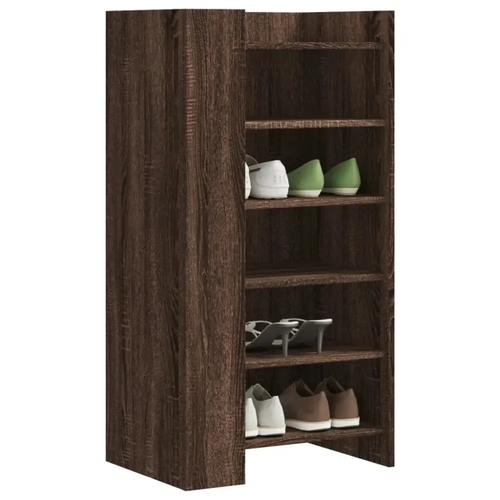 Schoenenkast 52x37,5x100 cm bewerkt hout bruin eikenkleurig - Schoenenrekken
