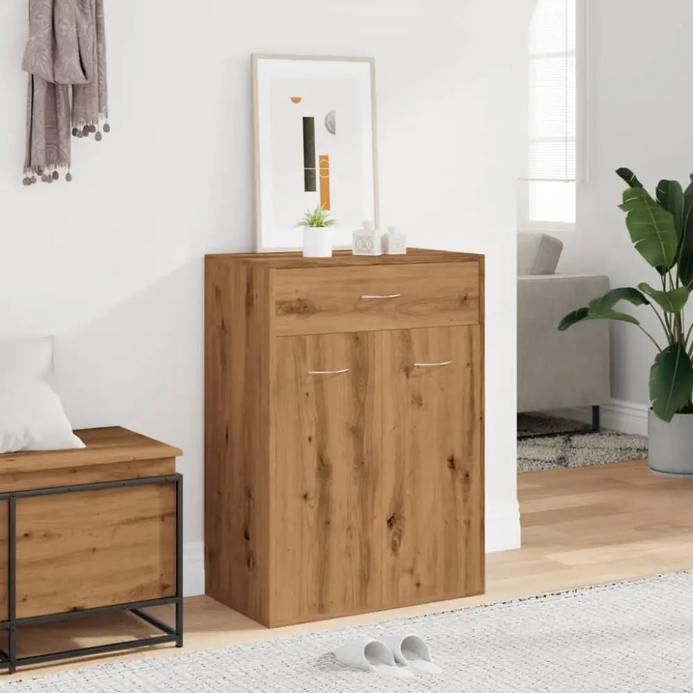 Schoenenkast 60x35x84 cm bewerkt hout artisanaal eikenkleur - Schoenenrekken