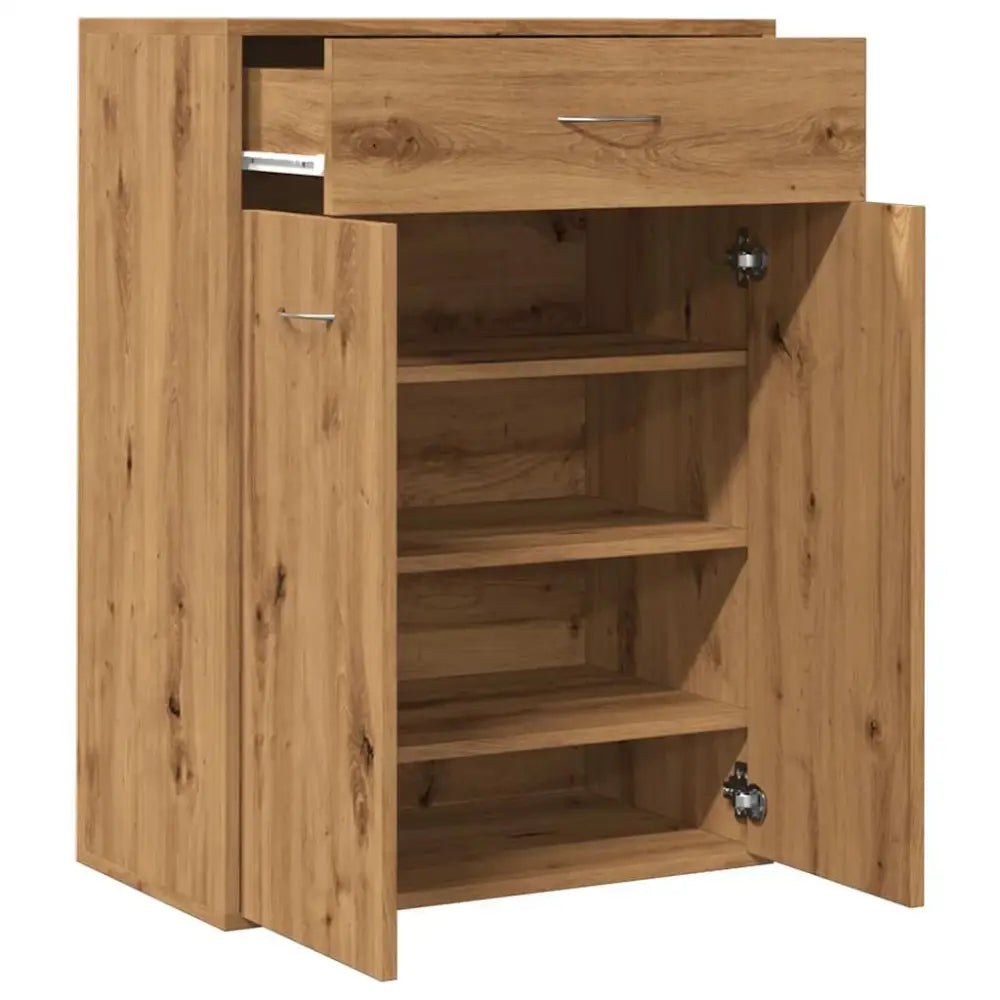 Schoenenkast 60x35x84 cm bewerkt hout artisanaal eikenkleur - Schoenenrekken