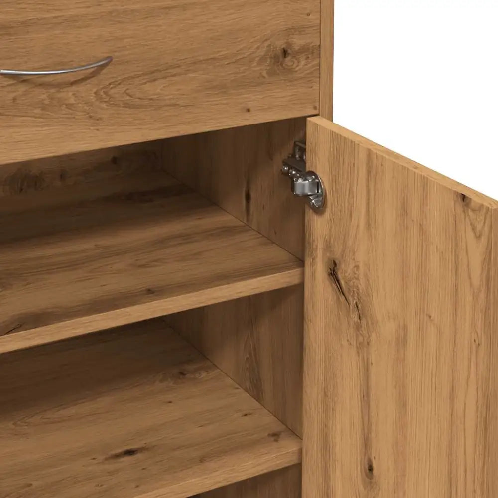 Schoenenkast 60x35x84 cm bewerkt hout artisanaal eikenkleur - Schoenenrekken