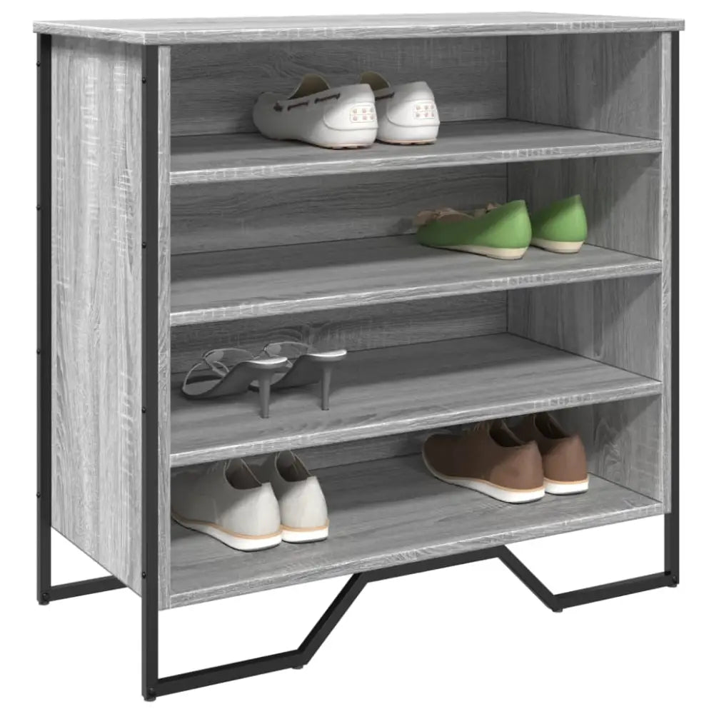 Schoenenkast 80x38x78 cm bewerkt hout grijs sonoma eikenkleurig - Schoenenrekken