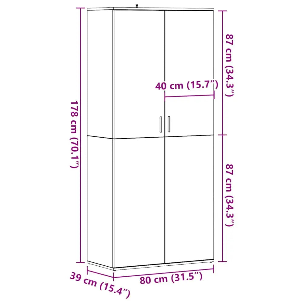 Schoenenkast 80x39x178 cm bewerkt hout artisanaal eikenkleur - Schoenenrekken