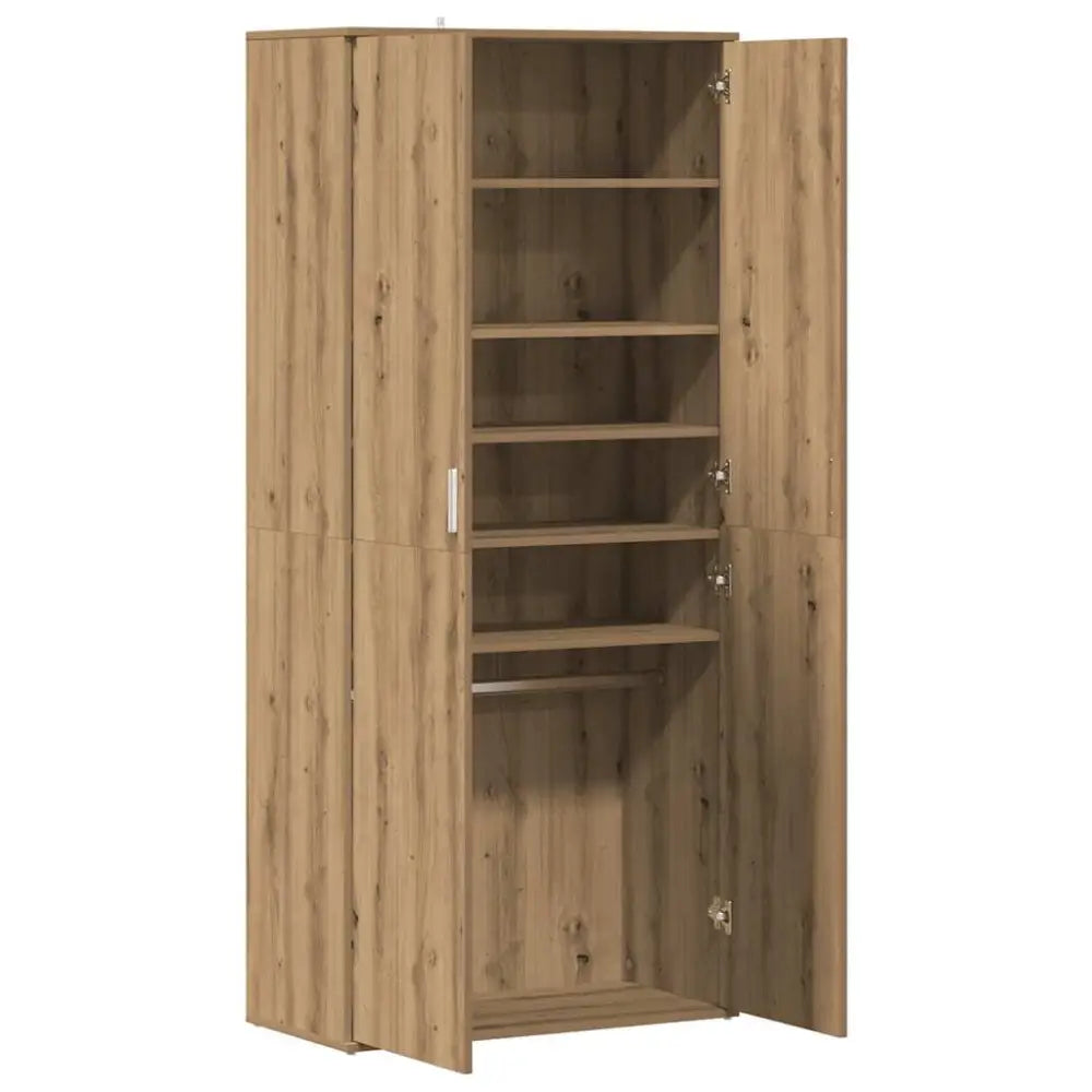 Schoenenkast 80x39x178 cm bewerkt hout artisanaal eikenkleur - Schoenenrekken