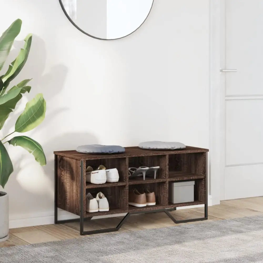 Schoenenkast 90x38x45,5 cm bewerkt hout bruin eikenkleurig - Schoenenrekken