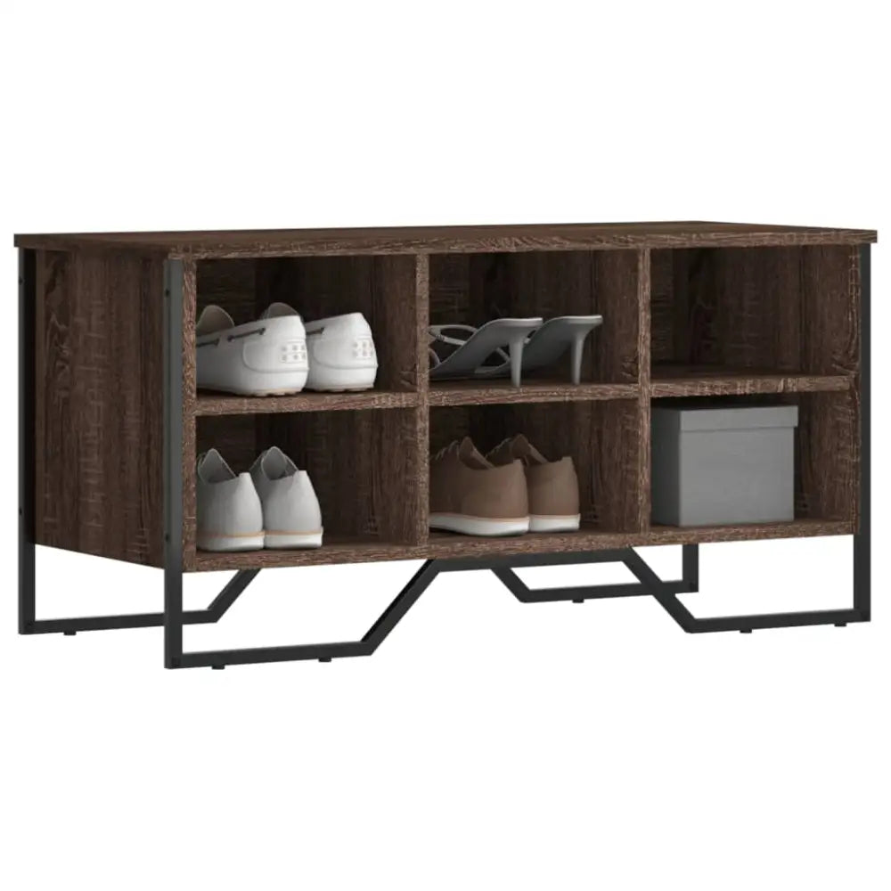 Schoenenkast 90x38x45,5 cm bewerkt hout bruin eikenkleurig - Schoenenrekken