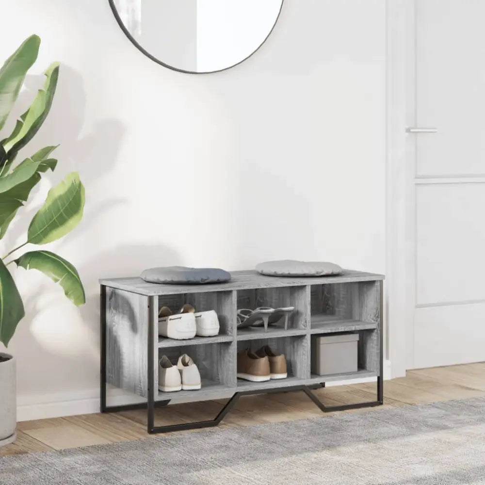 Schoenenkast 90x38x45,5 cm bewerkt hout grijs sonoma eikenkleur - Schoenenrekken