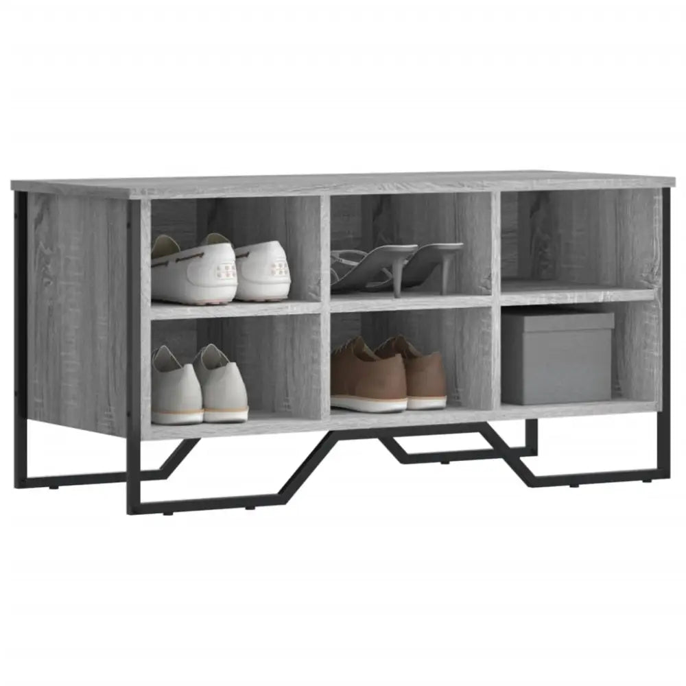 Schoenenkast 90x38x45,5 cm bewerkt hout grijs sonoma eikenkleur - Schoenenrekken