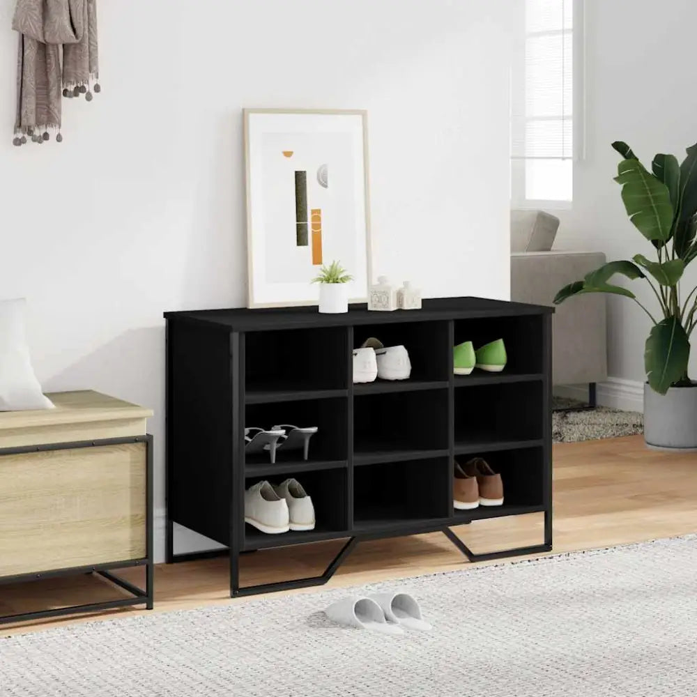 Schoenenkast 90x38x61,5 cm bewerkt hout zwart - Schoenenrekken