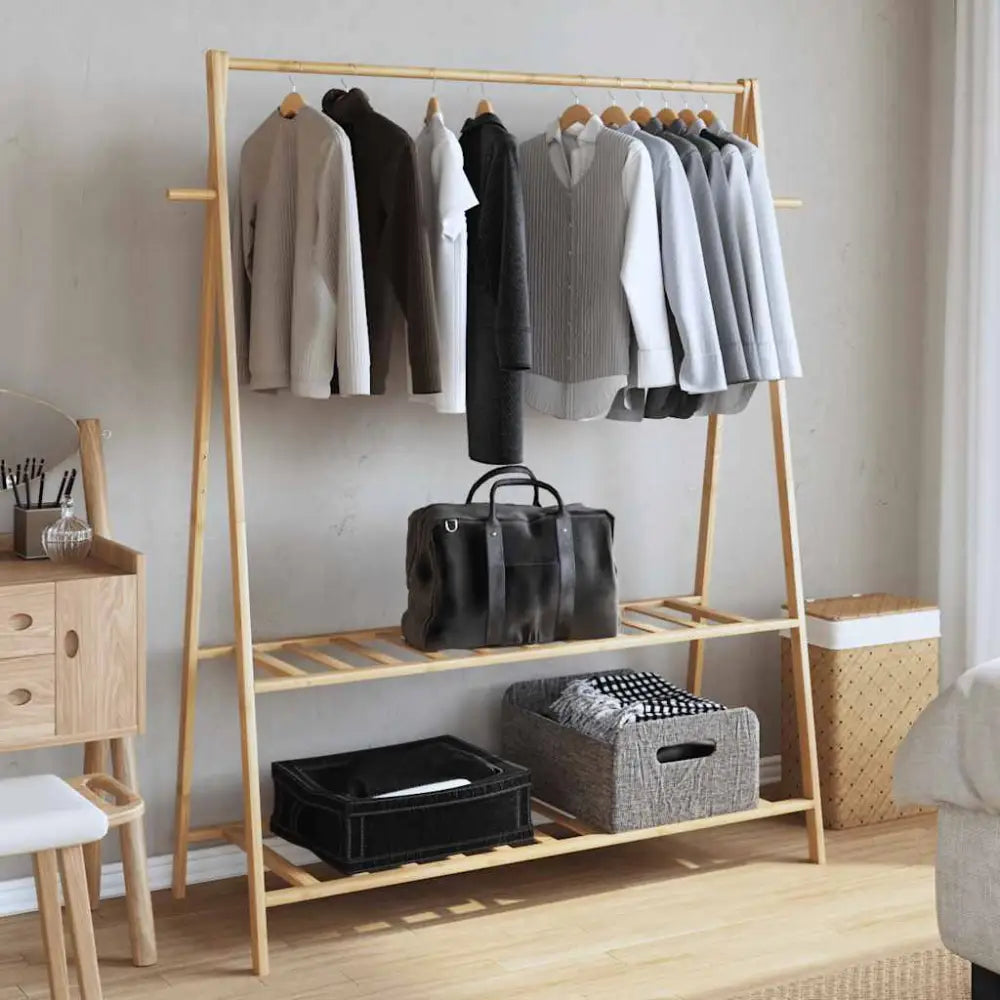 Kledingrek met schappen 132x45,5x150,5 cm bamboe - Kledingrekken & kastinrichting