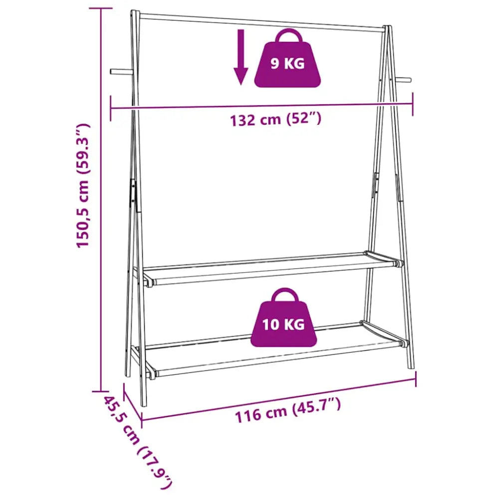 Kledingrek met schappen 132x45,5x150,5 cm bamboe - Kledingrekken & kastinrichting