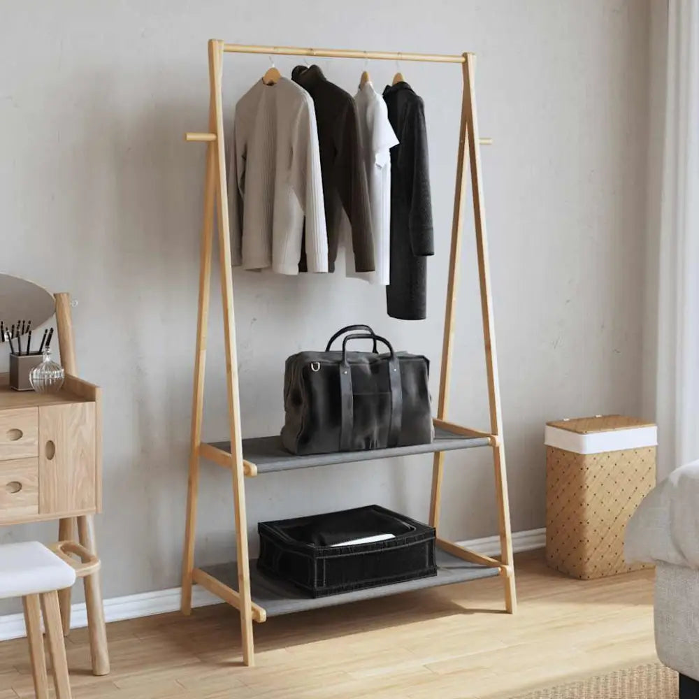 Kledingrek met schappen 96x45,5x150,5 cm bamboe - Kledingrekken & kastinrichting