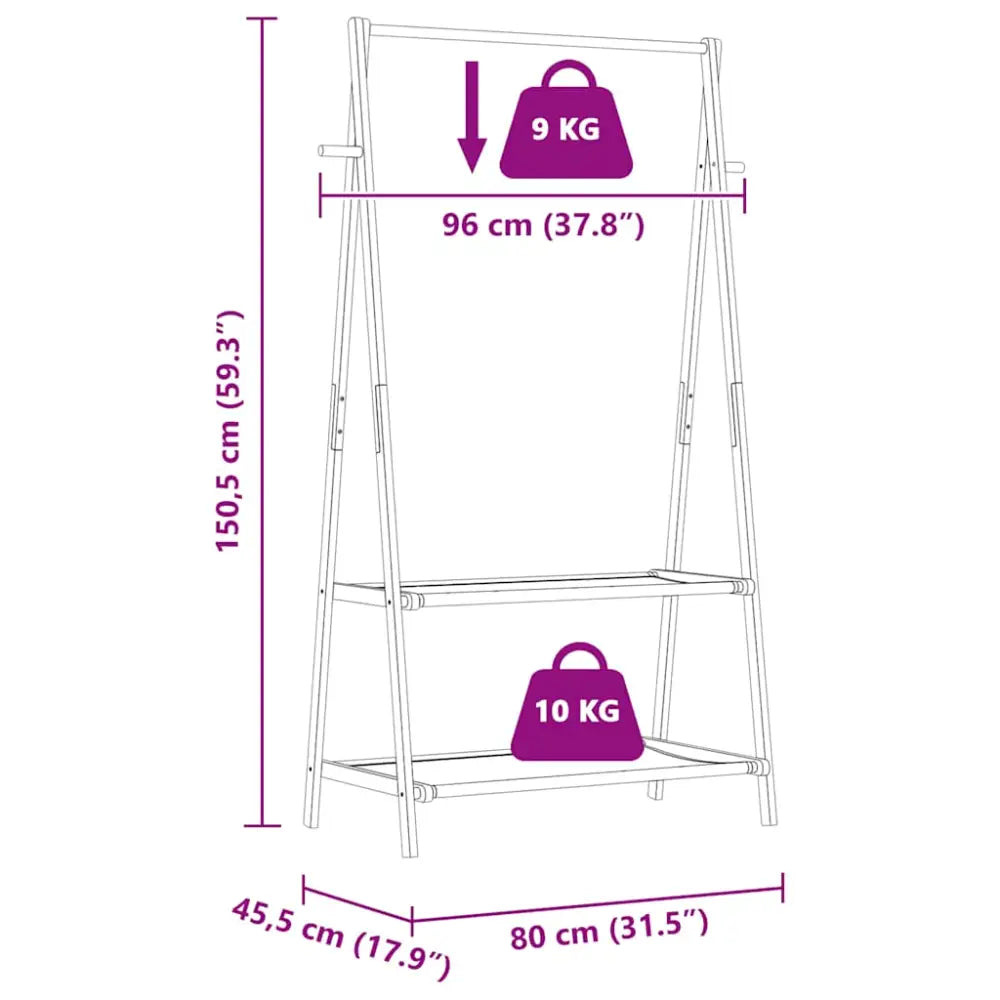 Kledingrek met schappen 96x45,5x150,5 cm bamboe - Kledingrekken & kastinrichting