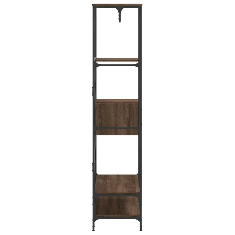 Kledingrek met schappen bewerkt hout bruin eikenkleur - Kledingrekken & kastinrichting