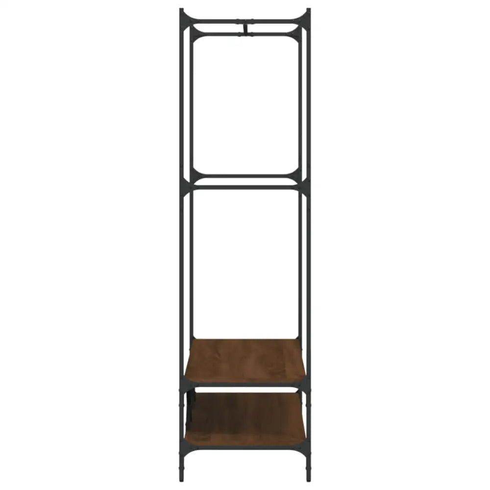 Kledingrek met schappen bewerkt hout bruin eikenkleur - Kledingrekken & kastinrichting