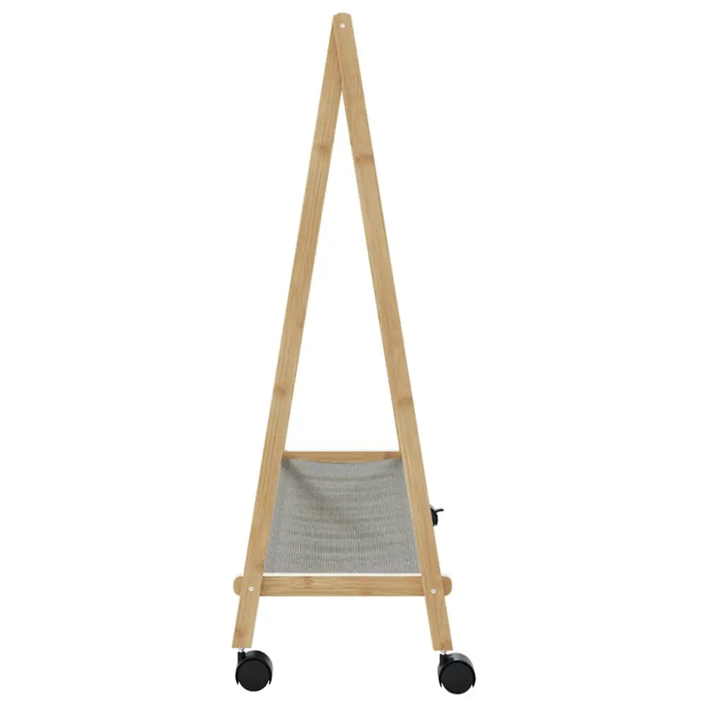 Kledingrek met schappen en wielen 106x34x106,5 cm bamboe - Kledingrekken & kastinrichting