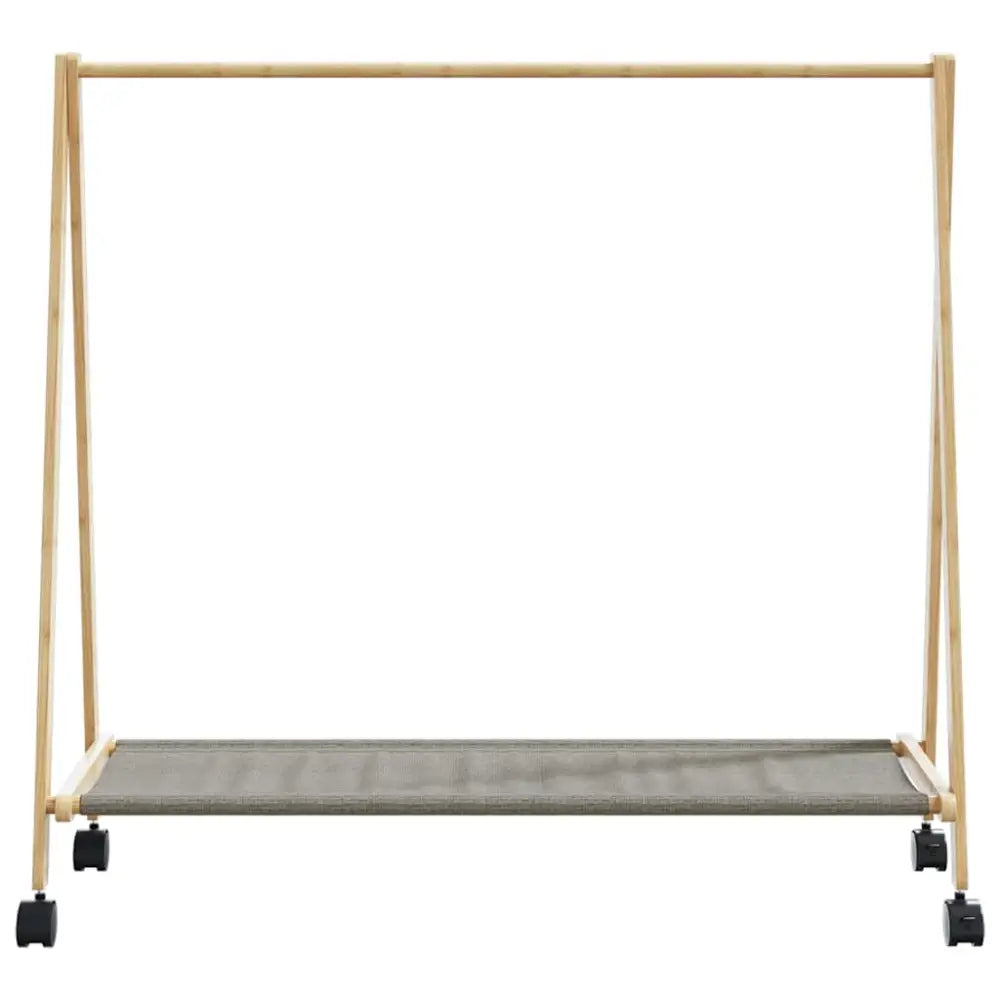 Kledingrek met schappen en wielen 106x34x106,5 cm bamboe - Kledingrekken & kastinrichting