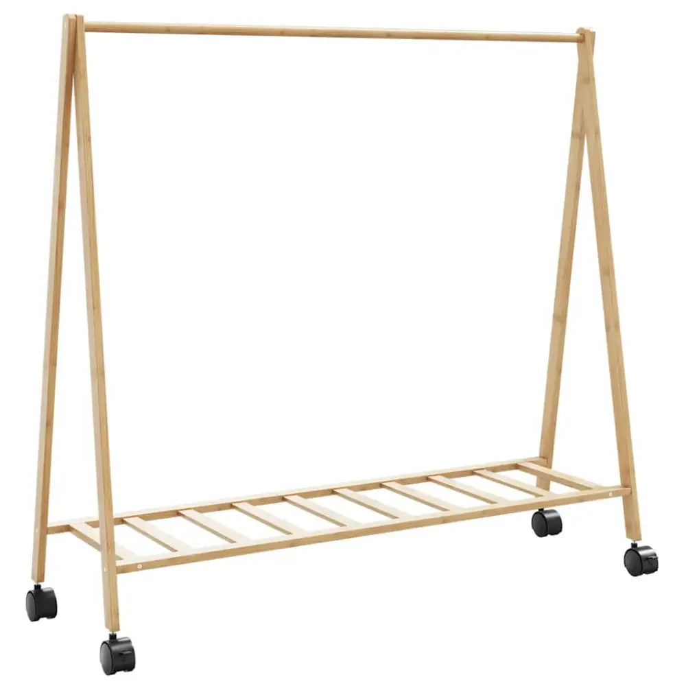 Kledingrek met schappen en wielen 106x34x106,5 cm bamboe - Kledingrekken & kastinrichting