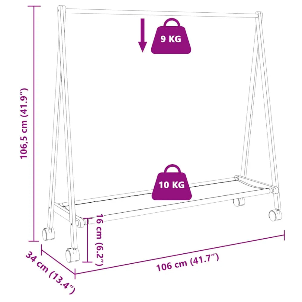 Kledingrek met schappen en wielen 106x34x106,5 cm bamboe - Kledingrekken & kastinrichting