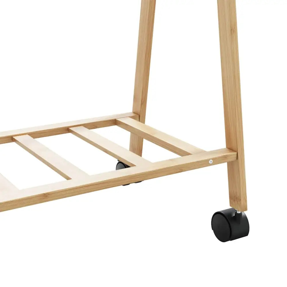 Kledingrek met schappen en wielen 106x34x106,5 cm bamboe - Kledingrekken & kastinrichting