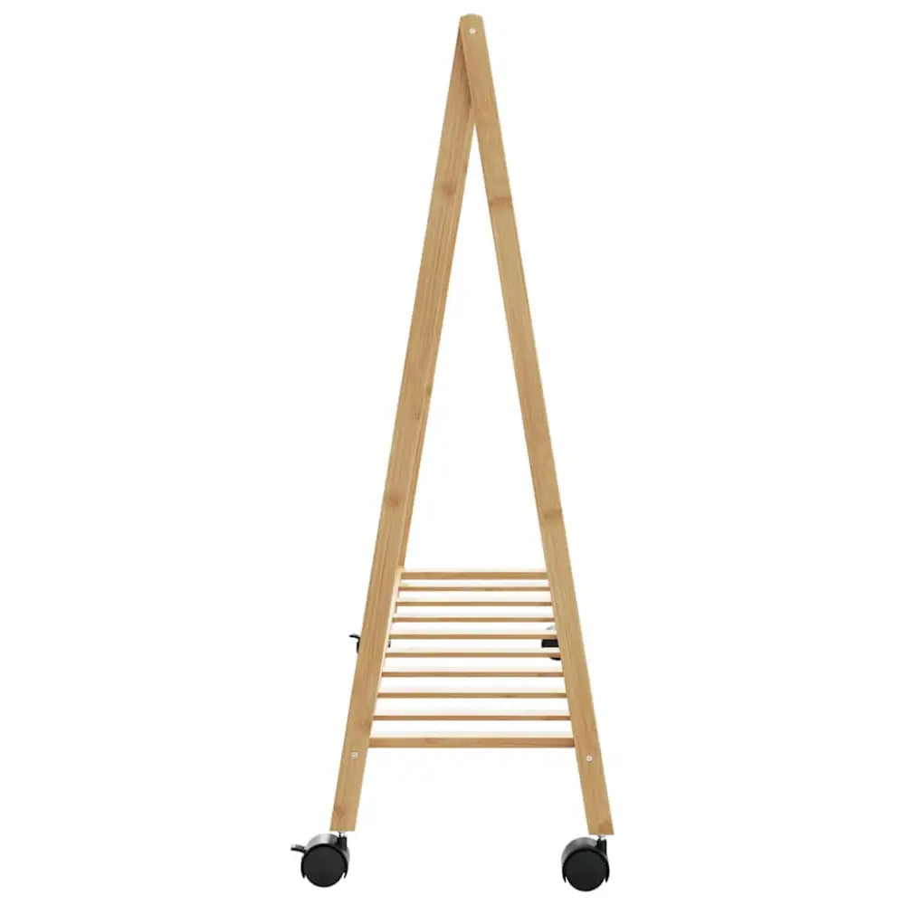 Kledingrek met schappen en wielen 106x34x106,5 cm bamboe - Kledingrekken & kastinrichting