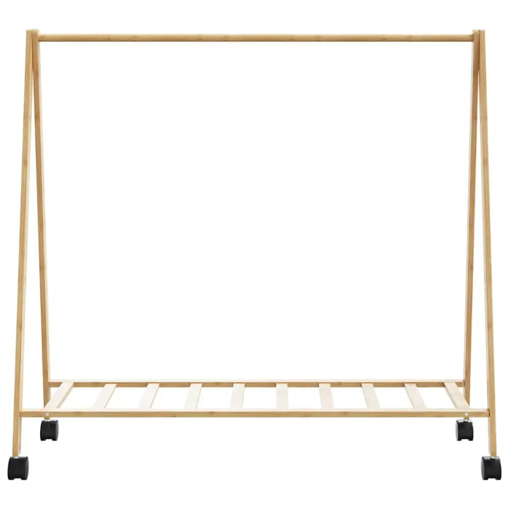 Kledingrek met schappen en wielen 106x34x106,5 cm bamboe - Kledingrekken & kastinrichting
