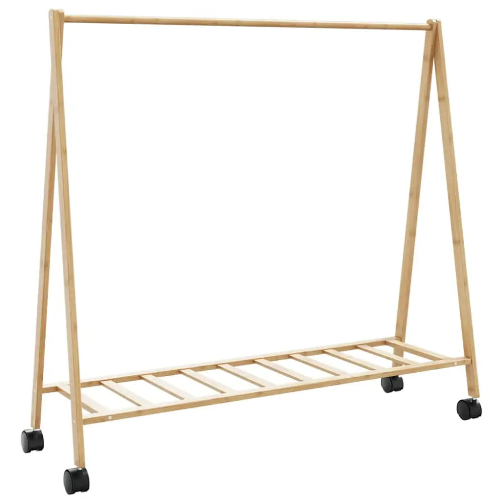 Kledingrek met schappen en wielen 106x34x106,5 cm bamboe - Kledingrekken & kastinrichting
