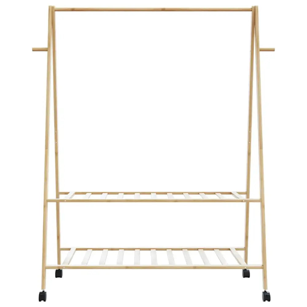 Kledingrek met schappen en wielen 132x45,5x155,5 cm bamboe - Kledingrekken & kastinrichting