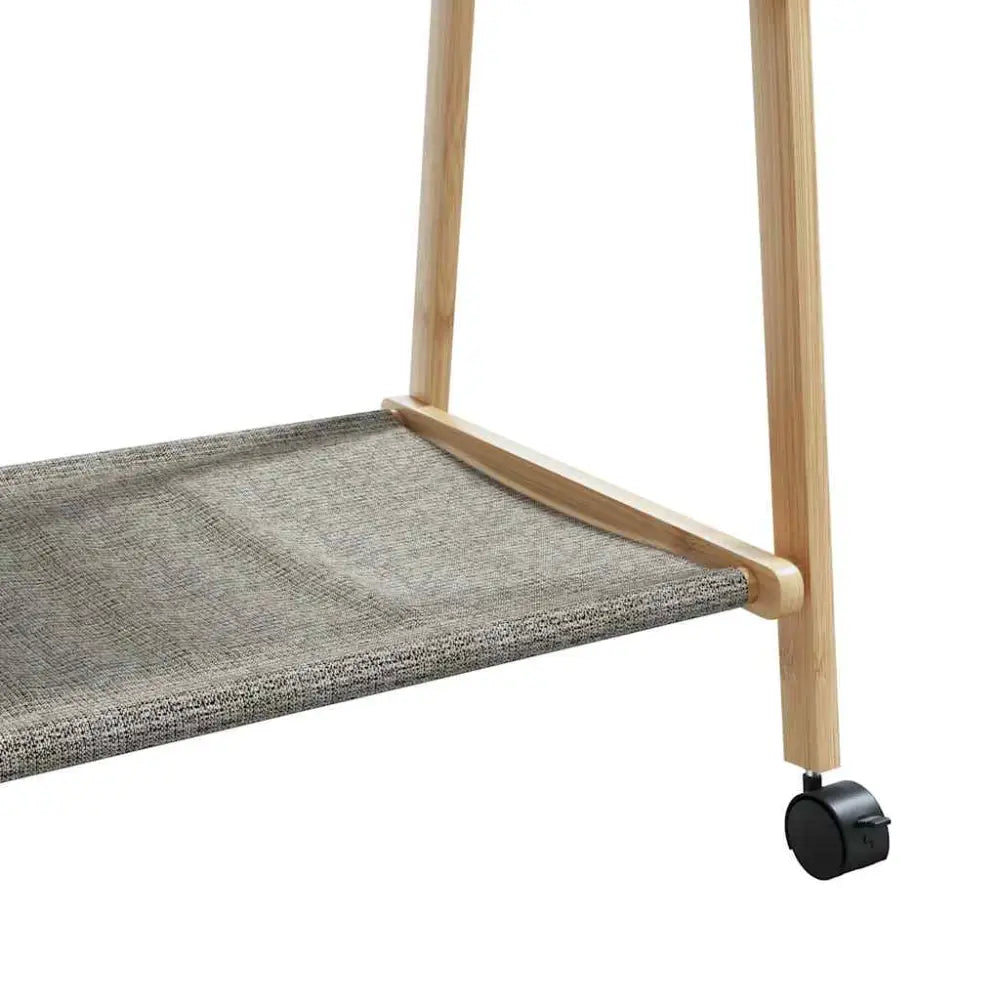 Kledingrek met schappen en wielen 132x45,5x155,5 cm bamboe - Kledingrekken & kastinrichting
