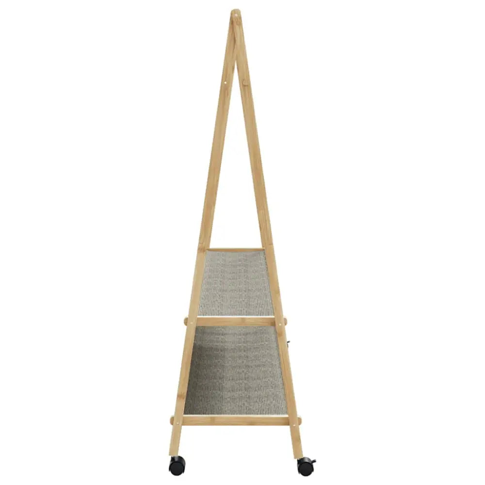 Kledingrek met schappen en wielen 132x45,5x155,5 cm bamboe - Kledingrekken & kastinrichting