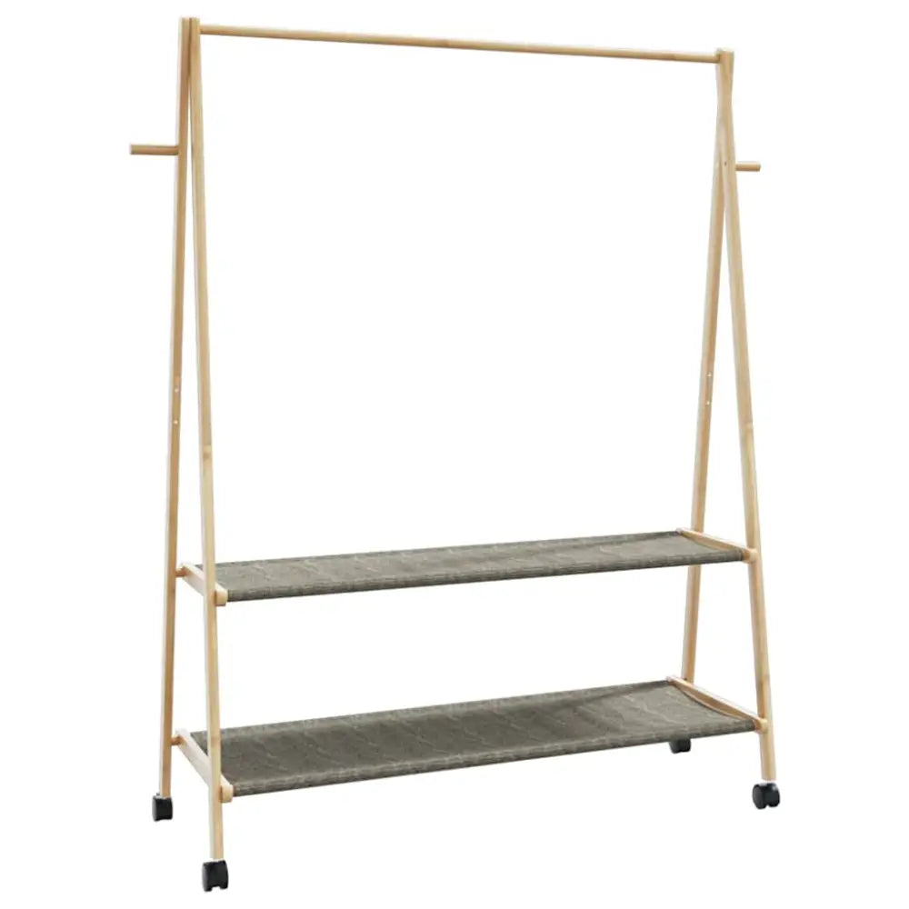 Kledingrek met schappen en wielen 132x45,5x155,5 cm bamboe - Kledingrekken & kastinrichting