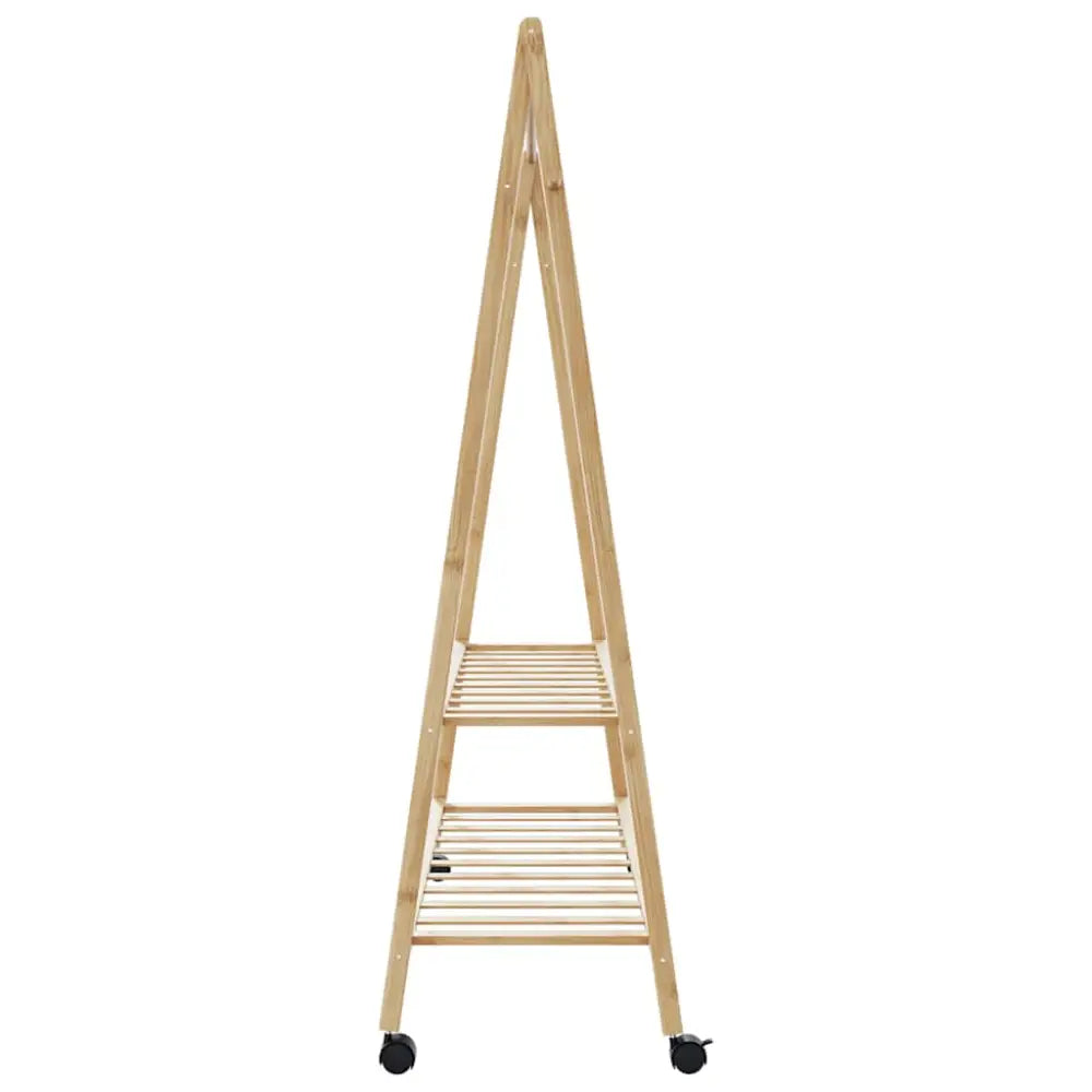 Kledingrek met schappen en wielen 132x45,5x155,5 cm bamboe - Kledingrekken & kastinrichting