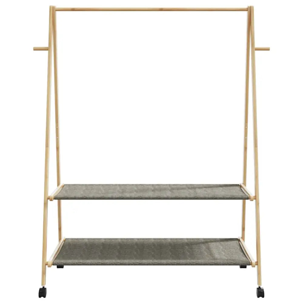 Kledingrek met schappen en wielen 132x45,5x155,5 cm bamboe - Kledingrekken & kastinrichting