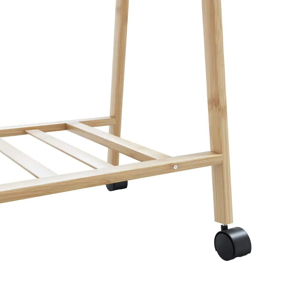 Kledingrek met schappen en wielen 132x45,5x155,5 cm bamboe - Kledingrekken & kastinrichting