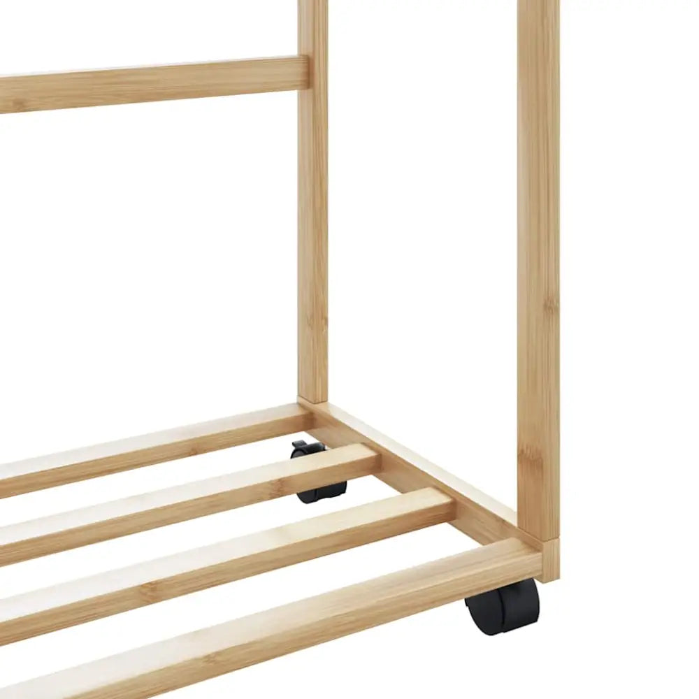 Kledingrek met schappen en wielen 90x35x155 cm bamboe - Kledingrekken & kastinrichting