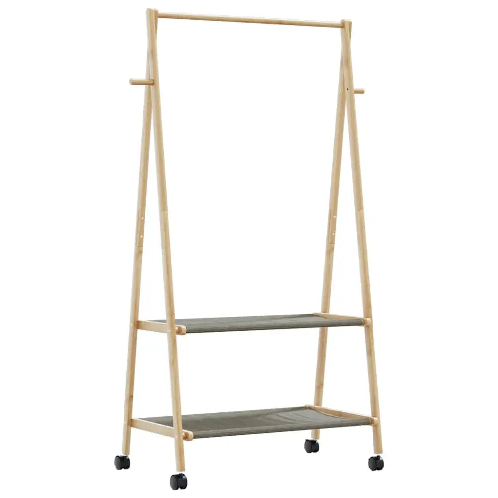 Kledingrek met schappen en wielen 96x45,5x155,5 cm bamboe - Kledingrekken & kastinrichting