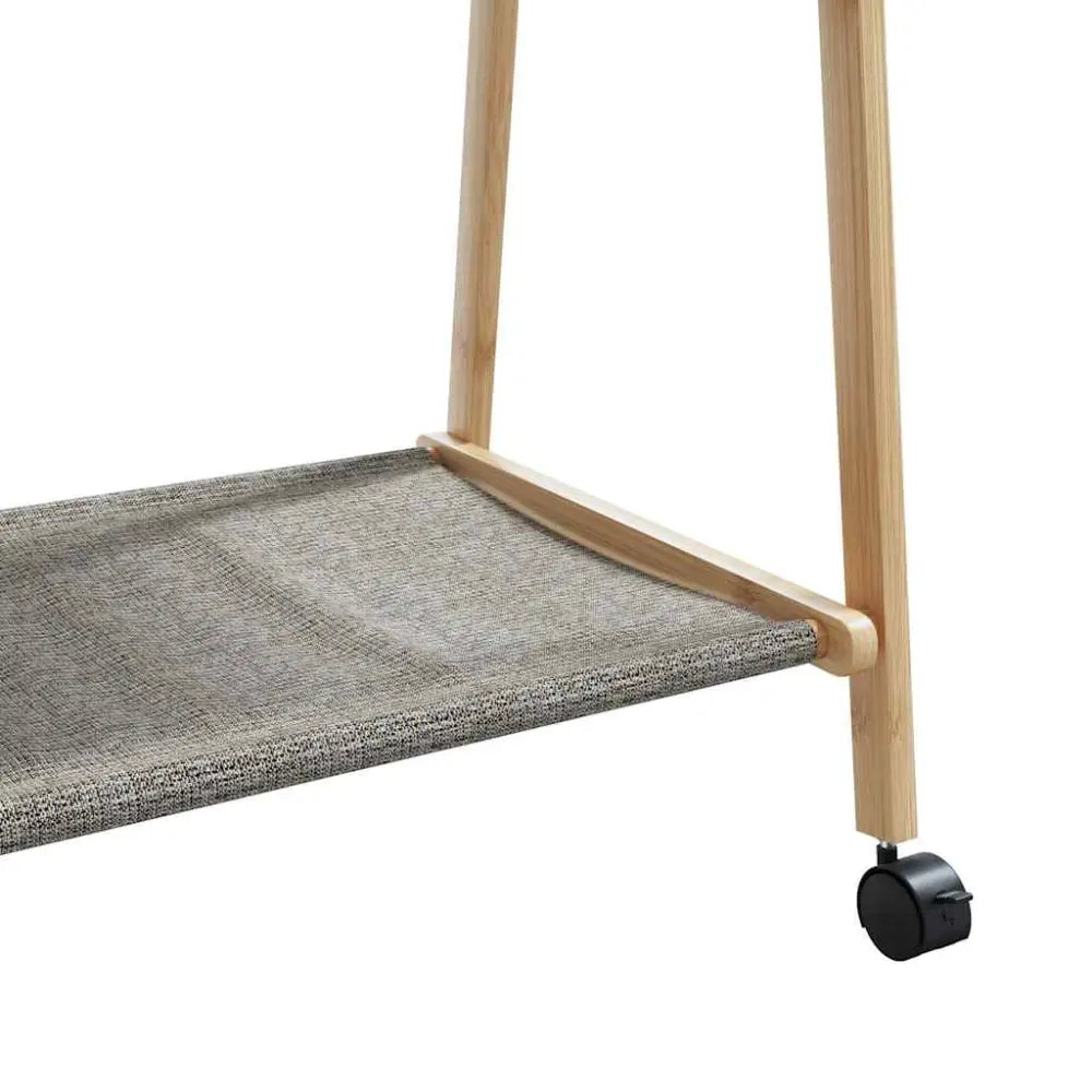 Kledingrek met schappen en wielen 96x45,5x155,5 cm bamboe - Kledingrekken & kastinrichting