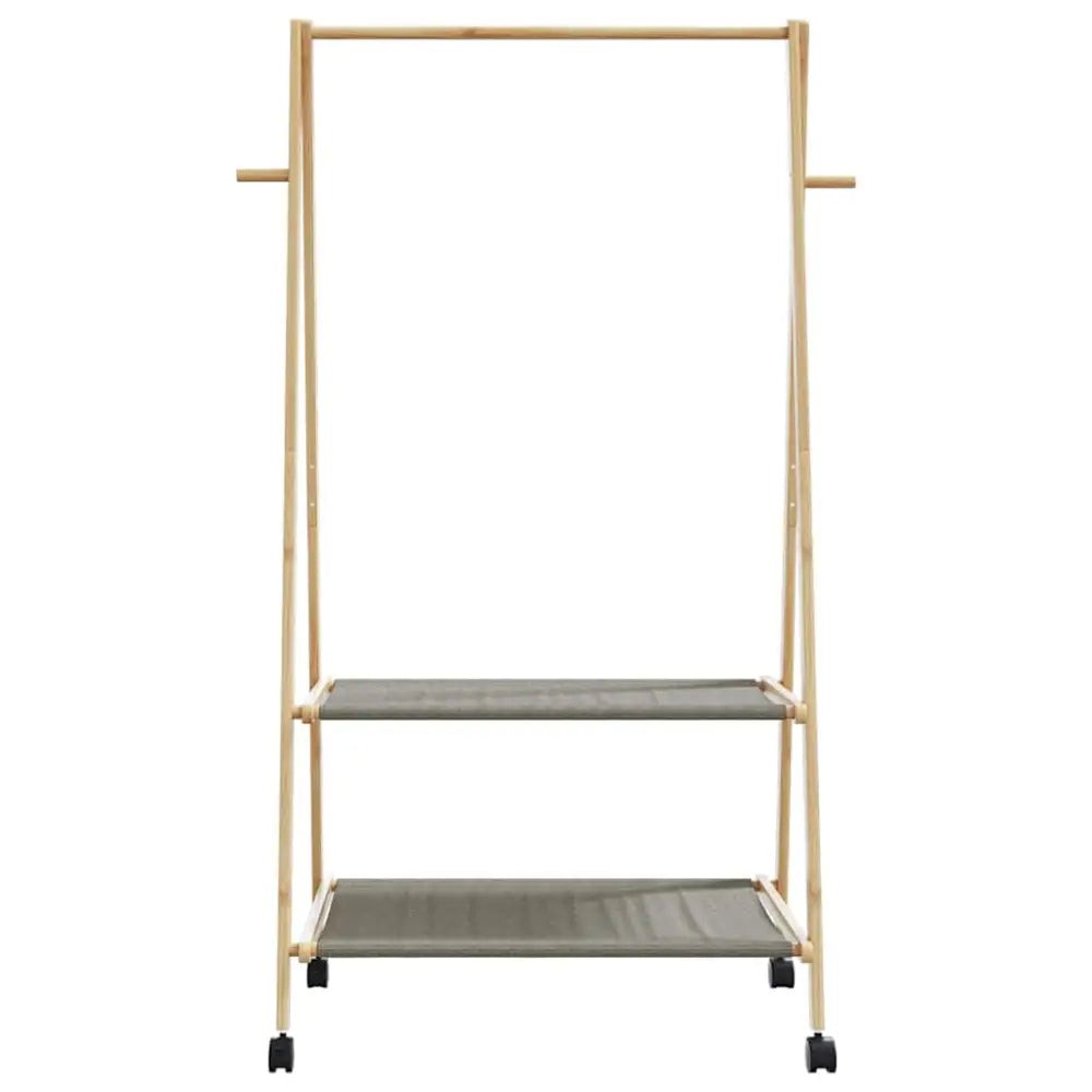 Kledingrek met schappen en wielen 96x45,5x155,5 cm bamboe - Kledingrekken & kastinrichting
